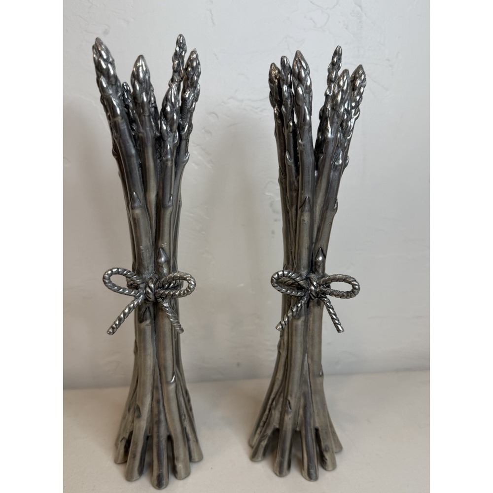 Vagabond‎ House Pewter Asparagus Candlesticks Farmers Market Candle Holder Pair
